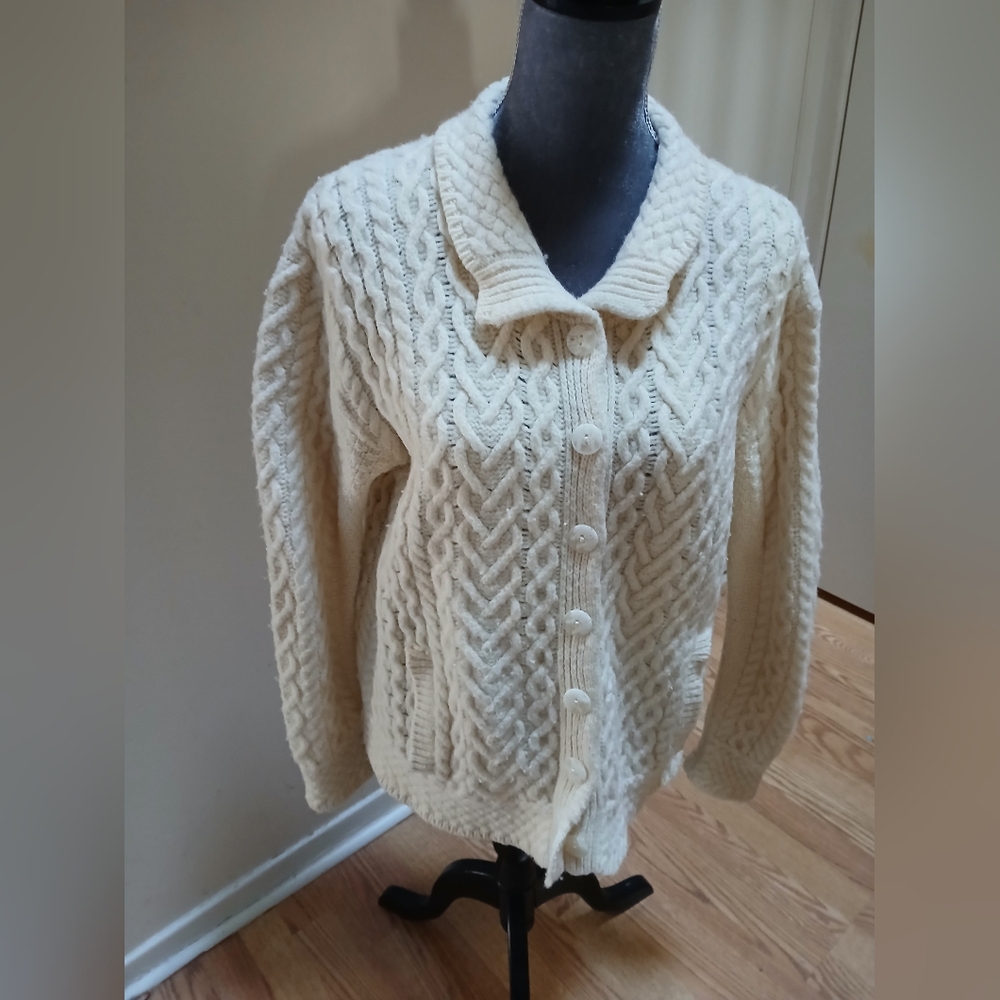 Aran Crafts Merino Wool Knit Cardigan XL